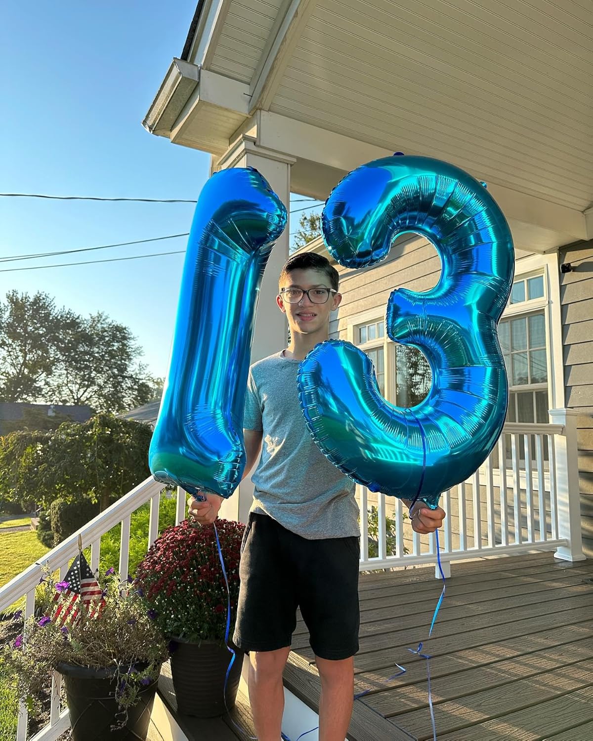 Number 13 Balloon by [Brand Name] - 40-Inch Navy Blue Birthday Decoration for 13th Year Celebration