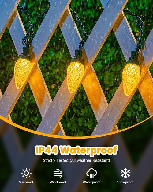 C9 Christmas Lights - 88FT 110LED Waterproof String Lights with 8 Modes | Warm White Outdoor Decor