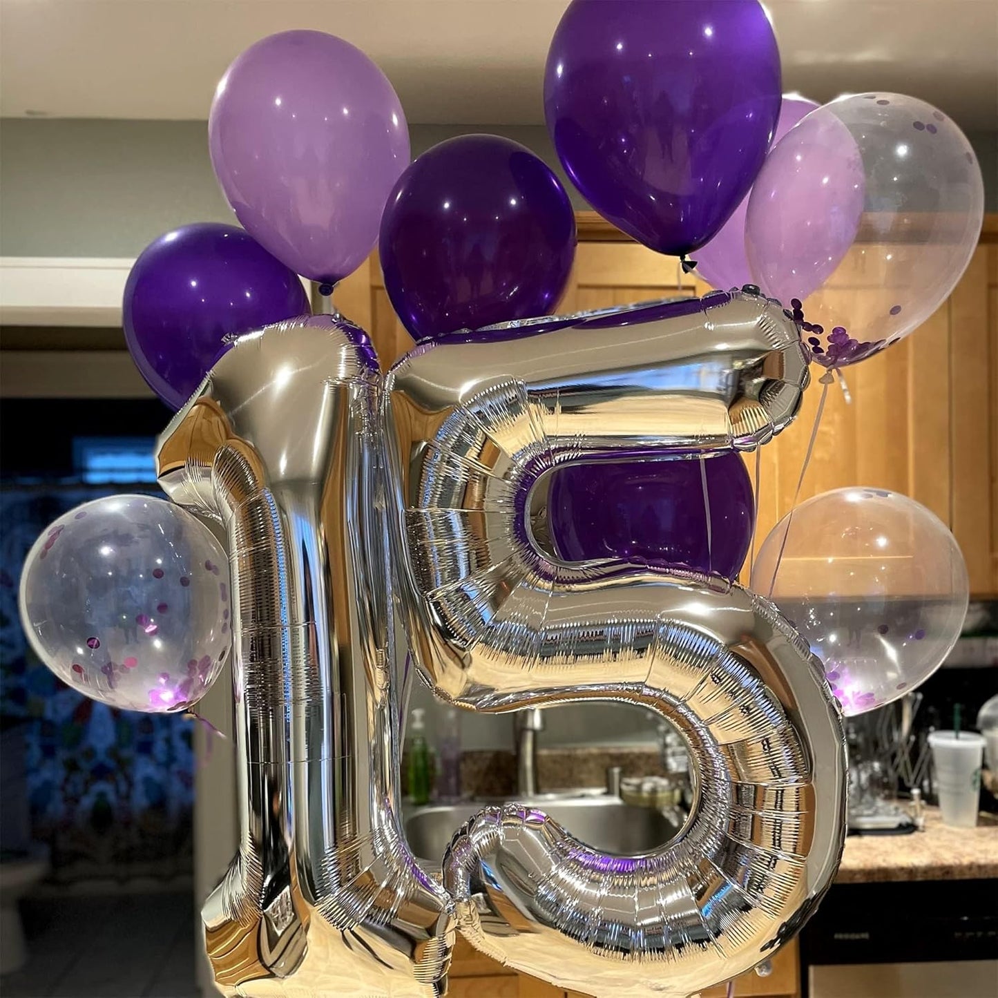 Silver 40-Inch Giant Helium Foil Number Balloon | Self-Inflating 0-9 for Birthdays & Anniversaries