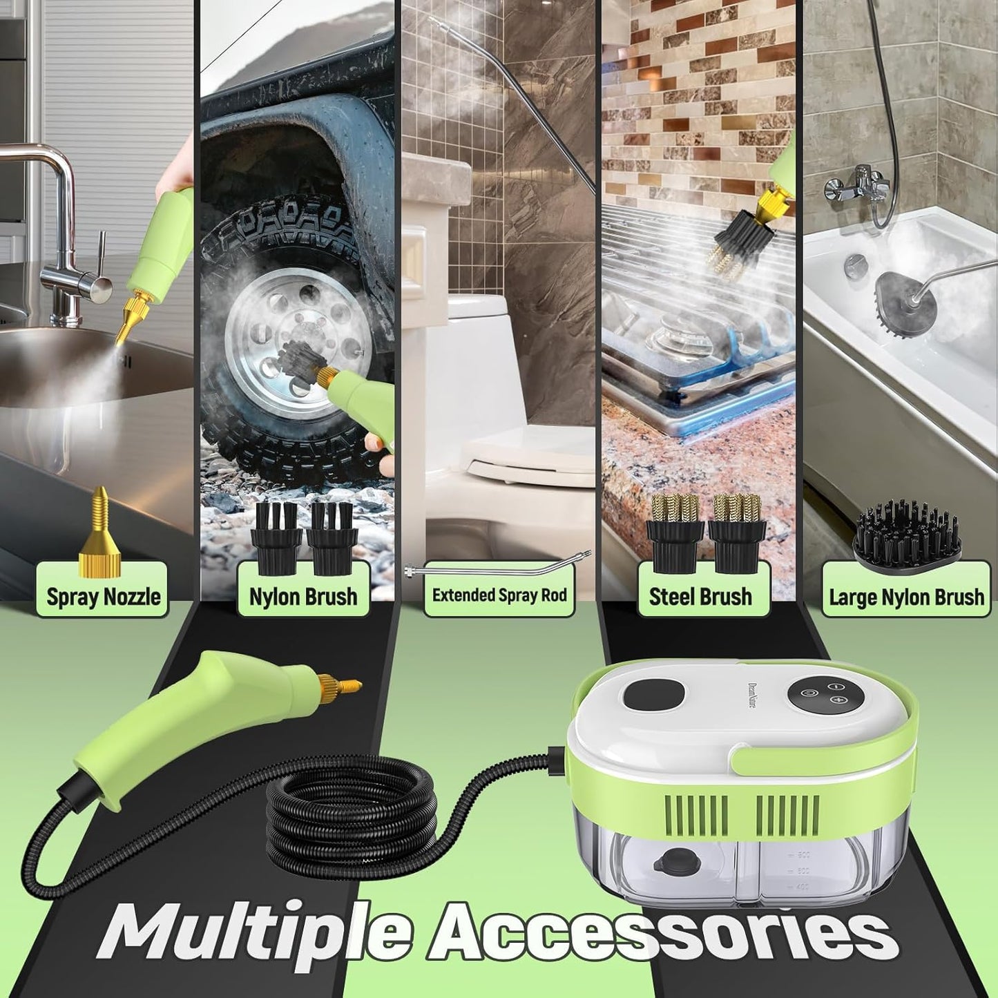 Skiennix 10-in-1 Steam Cleaner - High Temperature & Pressure | Fast Heating, 37.19oz Tank for Home & Car