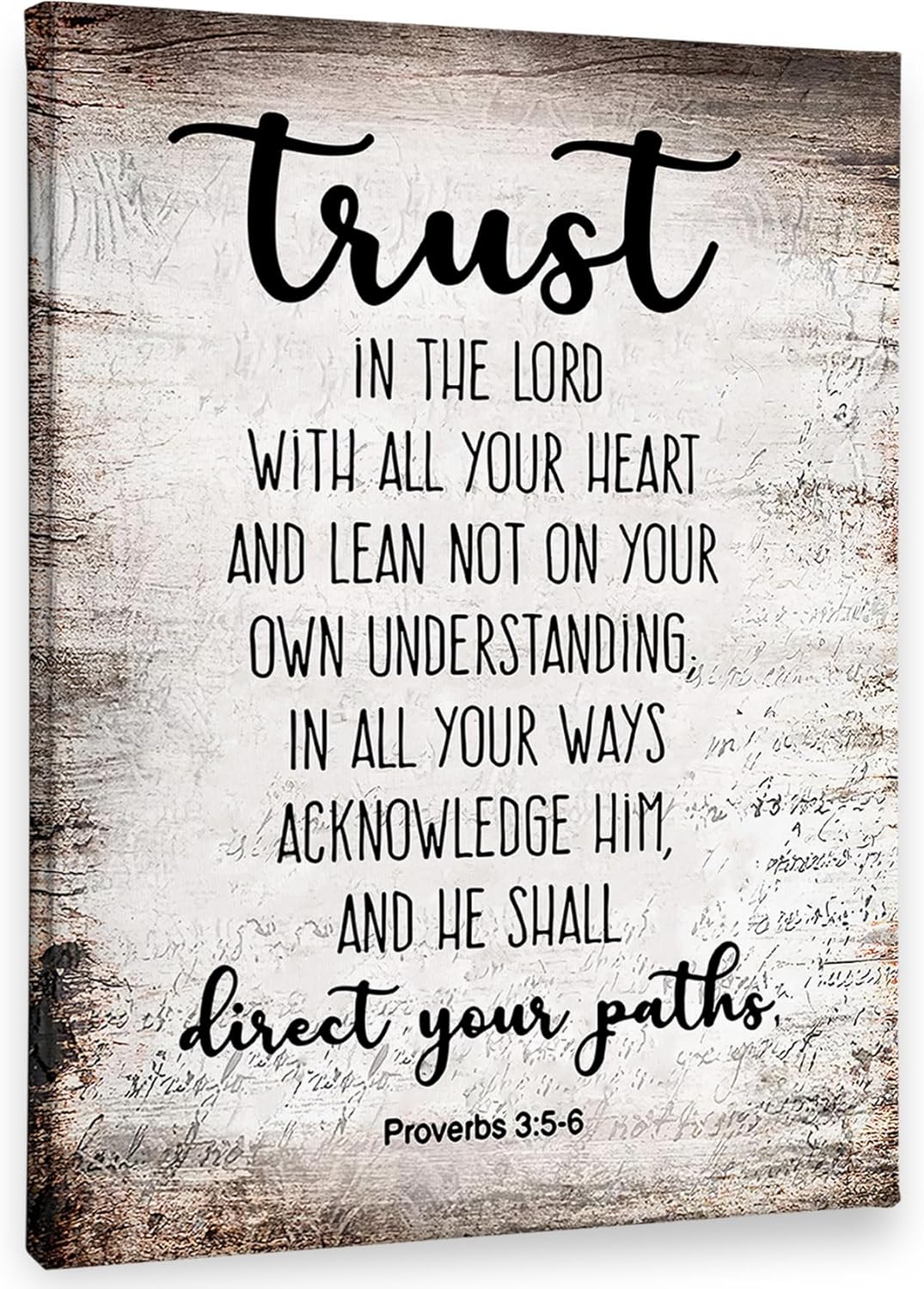 PHAMTE Christian Wall Art - Proverbs 3:5-6 Trust In The Lord - Framed Canvas Print (11x14)