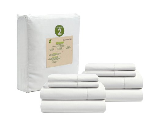 LANE LINEN 100% Organic Cotton King Sheet Set, 4Pc Cotton Sheets King Size, Breathable Bedding Sheet & Pillowcases, Hotel Luxury Bed Sheets Set, 15" Deep Pocket - White King Sheets (2 Pack)