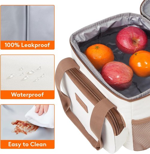 Lifewit Insulated Lunch Bag - Medium Soft Cooler Tote for Adults | Beige, 12-Can Capacity (9L)