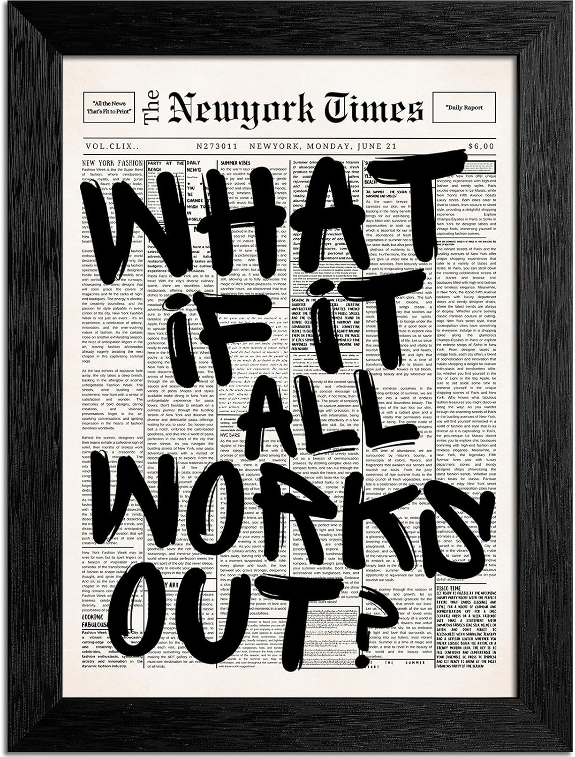 Skiennix 8X10 Inch Black Frame - Motivational Canvas Wall Art | Inspirational Quote Print for Home & Office