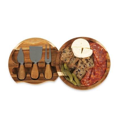 PICNIC TIME Disney Mickey Mouse & Minnie Mouse Acacia Brie Cheese Board and Knife Set, Charcuterie Board Set, Wood Cutting Board, (Acacia Wood)