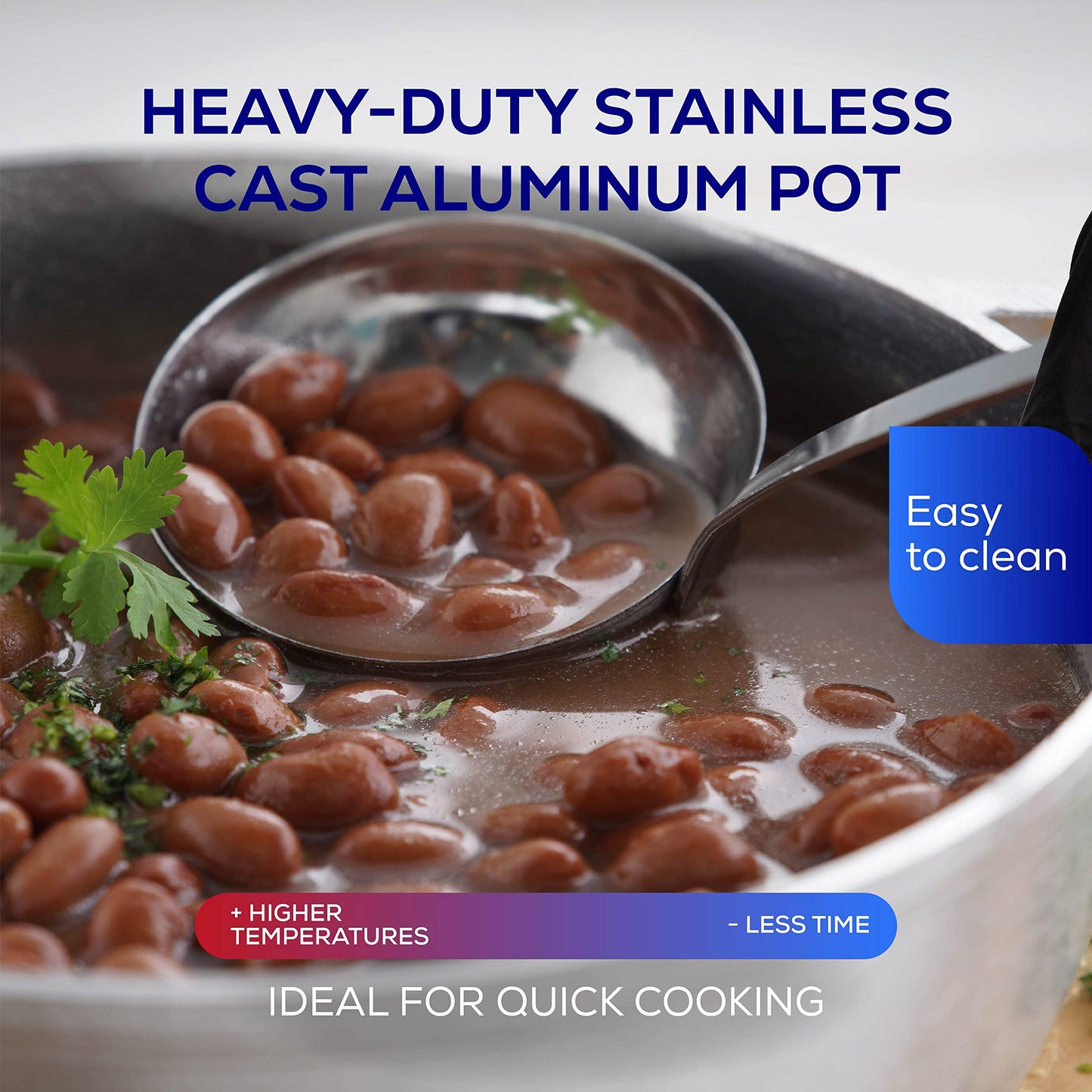 Universal (Medium Size) Caldero 12 Cups - 4.2 QT / 4 L, Stainless Aluminum Pot, Even Heat Distribution and Fast Cooking Dutch Oven Pot, Ergonomic Handles, Ideal for Rice, French Fries, and More