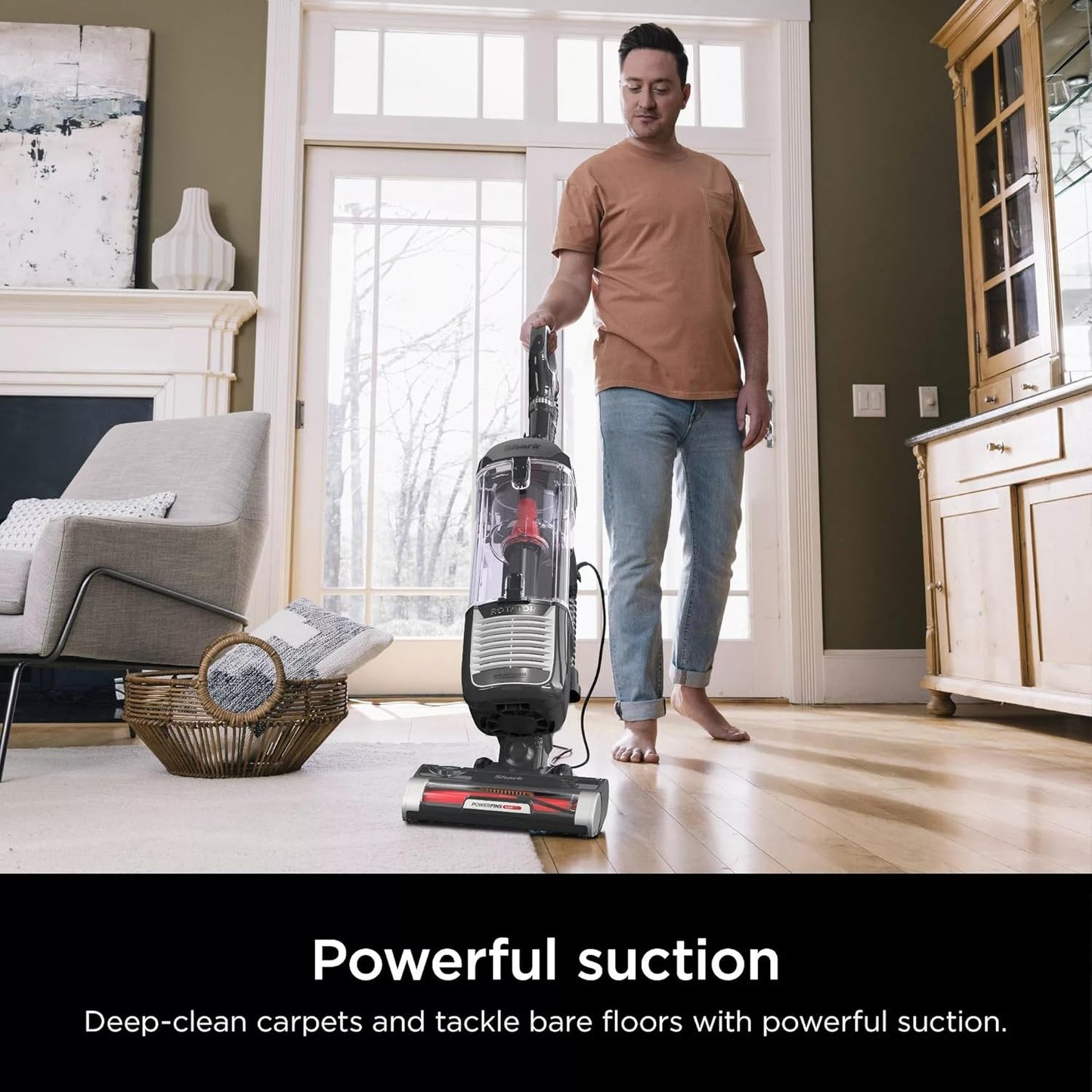 Shark ZU102 Rotator Pet Upright Vacuum - PowerFins HairPro & Odor Neutralizer, Charcoal, 2.9L Dust Cup