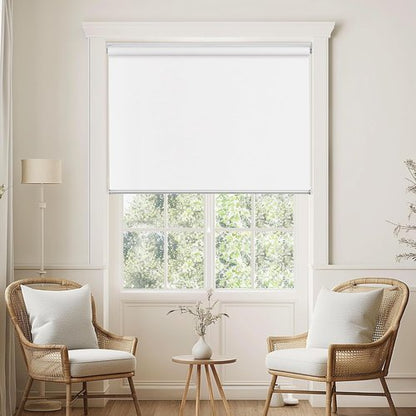 ChrisDowa Blackout Roller Shade - Cordless Indoor Blinds with Thermal Insulation | 34" Wide x 72" High, White