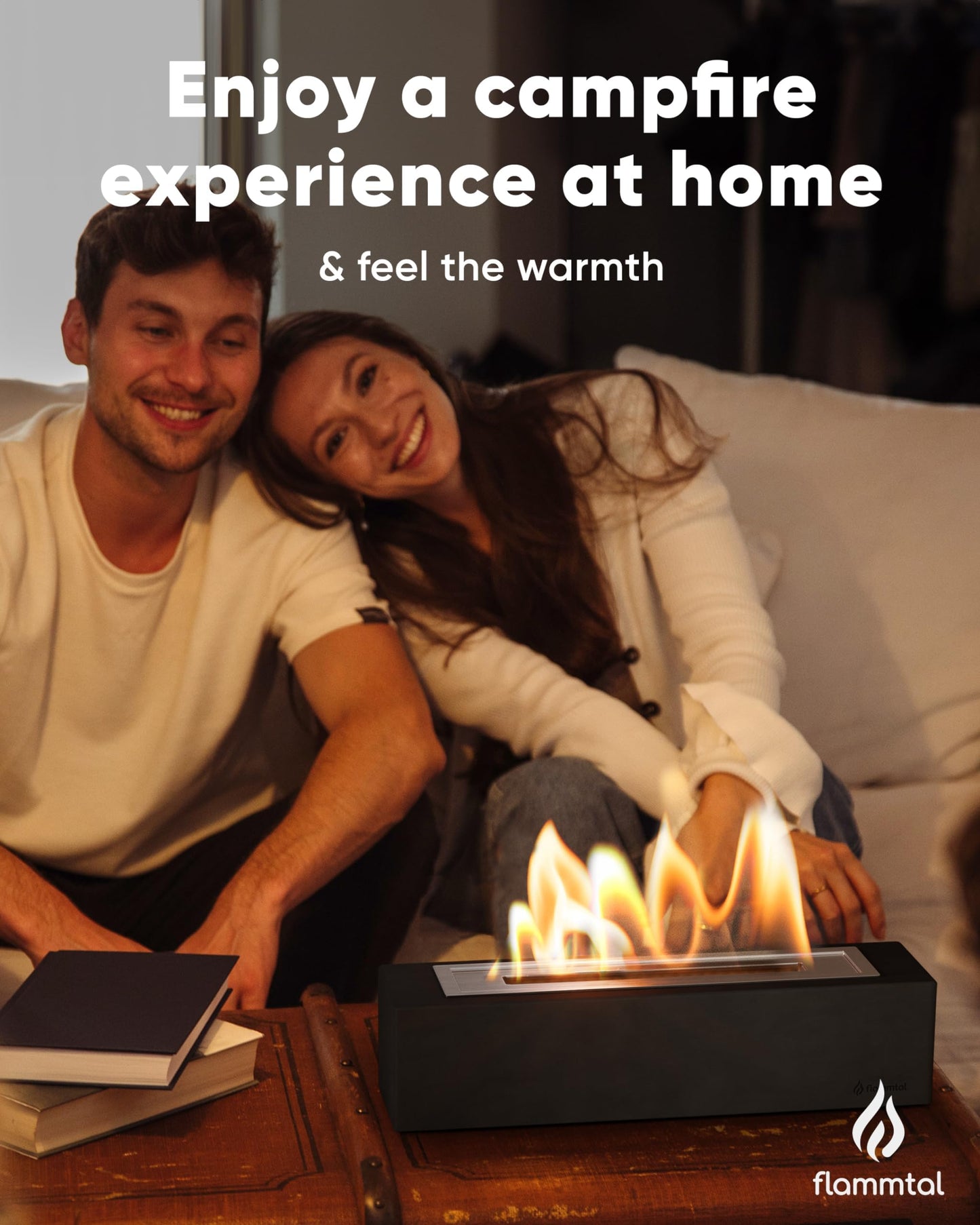 Tabletop Fire Pit - Smores Maker Kit - Outdoor - Portable Ethanol Table Top Firepit - with 4 Roasting Sticks - Gift for Housewarming Home Decor Patio Christmas Birthday Wedding Women - Flammtal