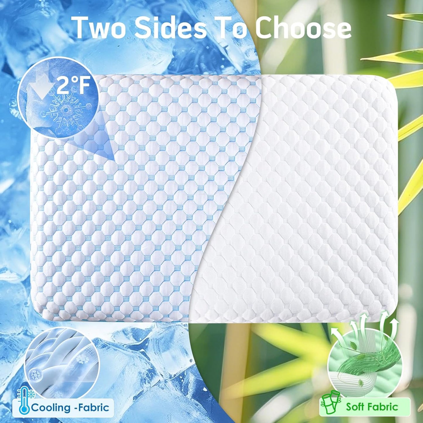 Skiennix Ultra Thin Cooling Gel Pillow - Perfect for Stomach & Back Sleepers | 2.75-Inch Memory Foam for Neck Pain Relief