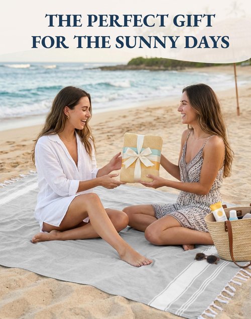 LANE LINEN Extra Large Beach Towels 2 Pack – Oversized 39"x71", Pre-Washed, Quick Dry, Sand-Free & Absorbent Pool Towels, Stylish & Lightweight for Women – Grey