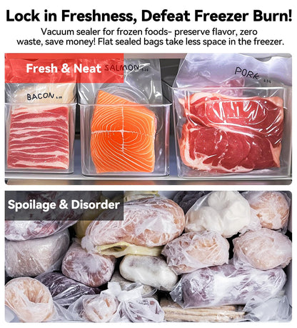 Vacuum Sealer for Food Freezer - Vacuum Sealer Machine for Meat, Sous Vide, Seal & Pre A meal, Save Food, Built-in Cutter, Compact Design, Fully Starter Kits, Sliver Black