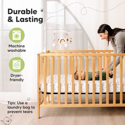 KeaBabies Fitted Crib Sheets - Soft Bamboo Viscose Cotton, 52x28, Durable & Breathable (Butterflies)