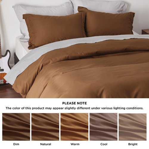 Bedsure Duvet Cover Full Size - Soft Double Brushed Bedding Set for Kids & Adults, Zipper Closure, 3 Pieces, Includes 1 Duvet Cover (80"x90") & 2 Pillow Shams, NO Comforter, Brown