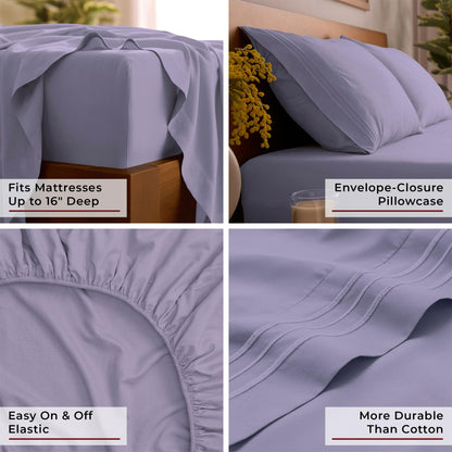 Mellanni Queen Sheets Set - 4 PC Iconic Collection Bedding - Hotel Luxury, Extra Soft, Cooling Bed Sheets - Wrinkle, Fade, Stain Resistant (Queen, Violet)