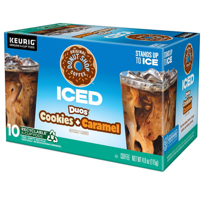 Original Donut Shop | Iced Duos Cookies & Caramel Coffee | 60 Keurig K-Cup Pods (6 Packs of 10)