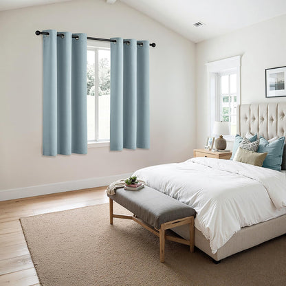 MIULEE Slate Blue Blackout Curtains - Thermal Insulated Room Darkening Drapes | 54 Inches Long, 2 Panels