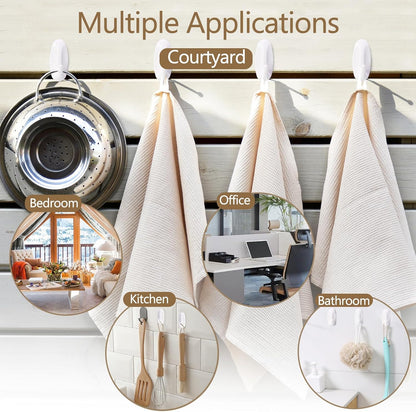 Medium Utility Hooks - 6 Pack, Damage-Free Self-Adhesive Heavy-Duty Hooks for Easy Wall Hanging