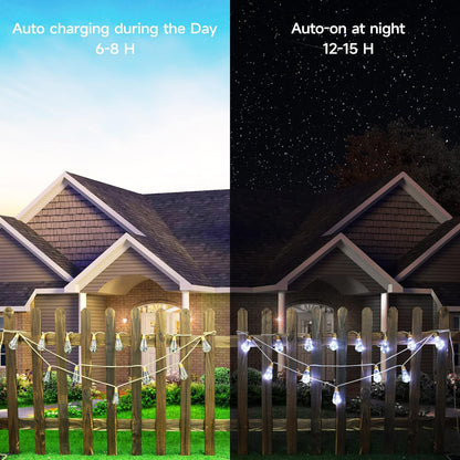 Skiennix Solar Outdoor String Lights - 20Ft Vintage Rope Design | Waterproof 8-Mode White Lights with 16 Shatterproof Bulbs for Garden & Patio