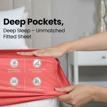 Utopia Bedding Queen Fitted Sheet - Bottom Sheet - Deep Pocket - Soft Microfiber - Shrinkage and Fade Resistant - Easy Care -1 Fitted Sheet Only (Coral)