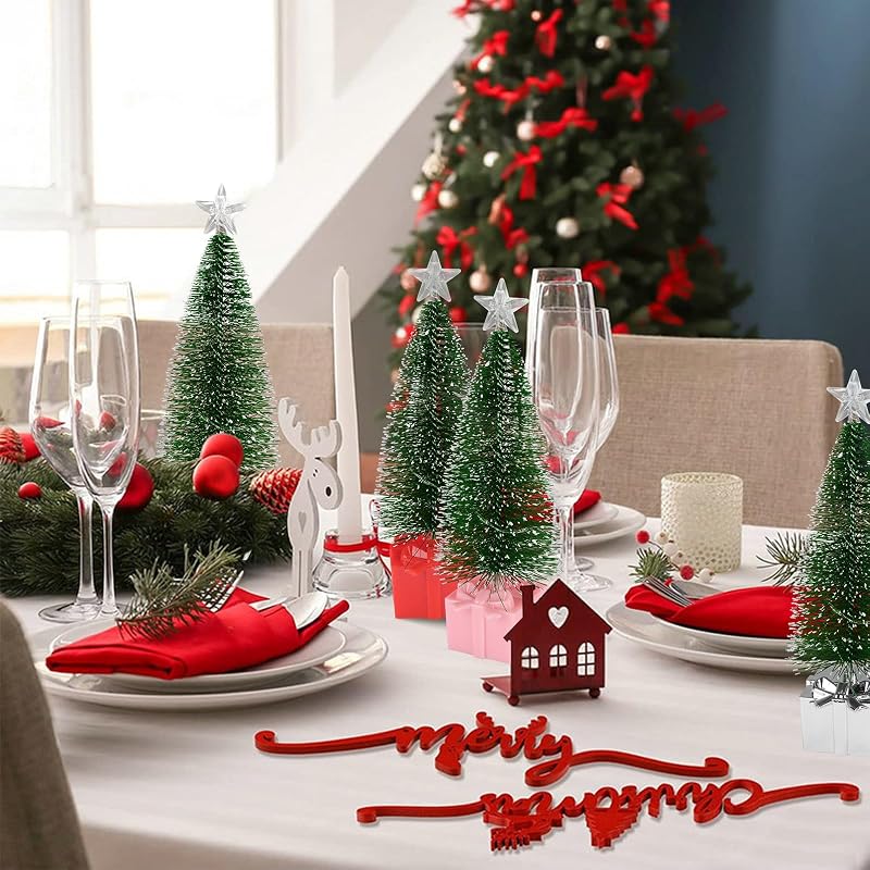4Pcs Mini Christmas Tree with Lights 7.1" Tabletop LED Christmas Decor – 4 Pack (Variation: 4)