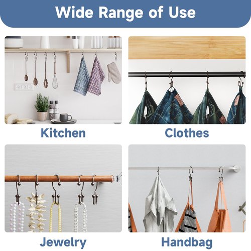 Titanker Shower Curtain Hooks Bronze, Minimalist Simple Double Glide Shower Curtain Rings, Rust Proof Metal Shower Hooks Rings for Bathroom Shower Rods Curtains, Set of 12 Hooks