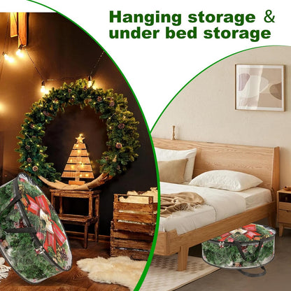 MUXHEL Christmas Wreath Storage Bags - 5 Pcs Clear, Tear-Resistant Containers for 24" Wreaths
