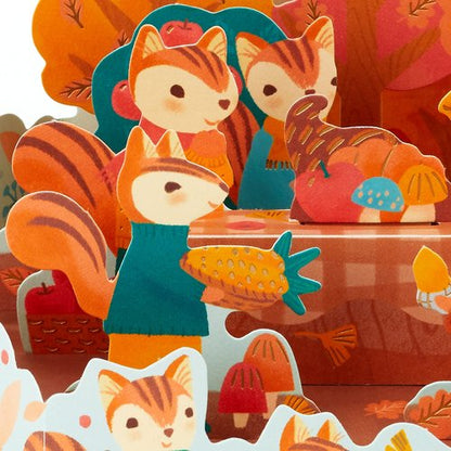 Hallmark Paper Wonder Displayable Pop Up Thanksgiving Card (Woodland Feast)