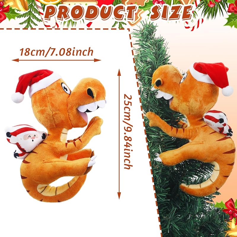 Dinosaur Plush Tree Topper 10x8 Inch - Xmas Ornament (Variation: Dinosaur)