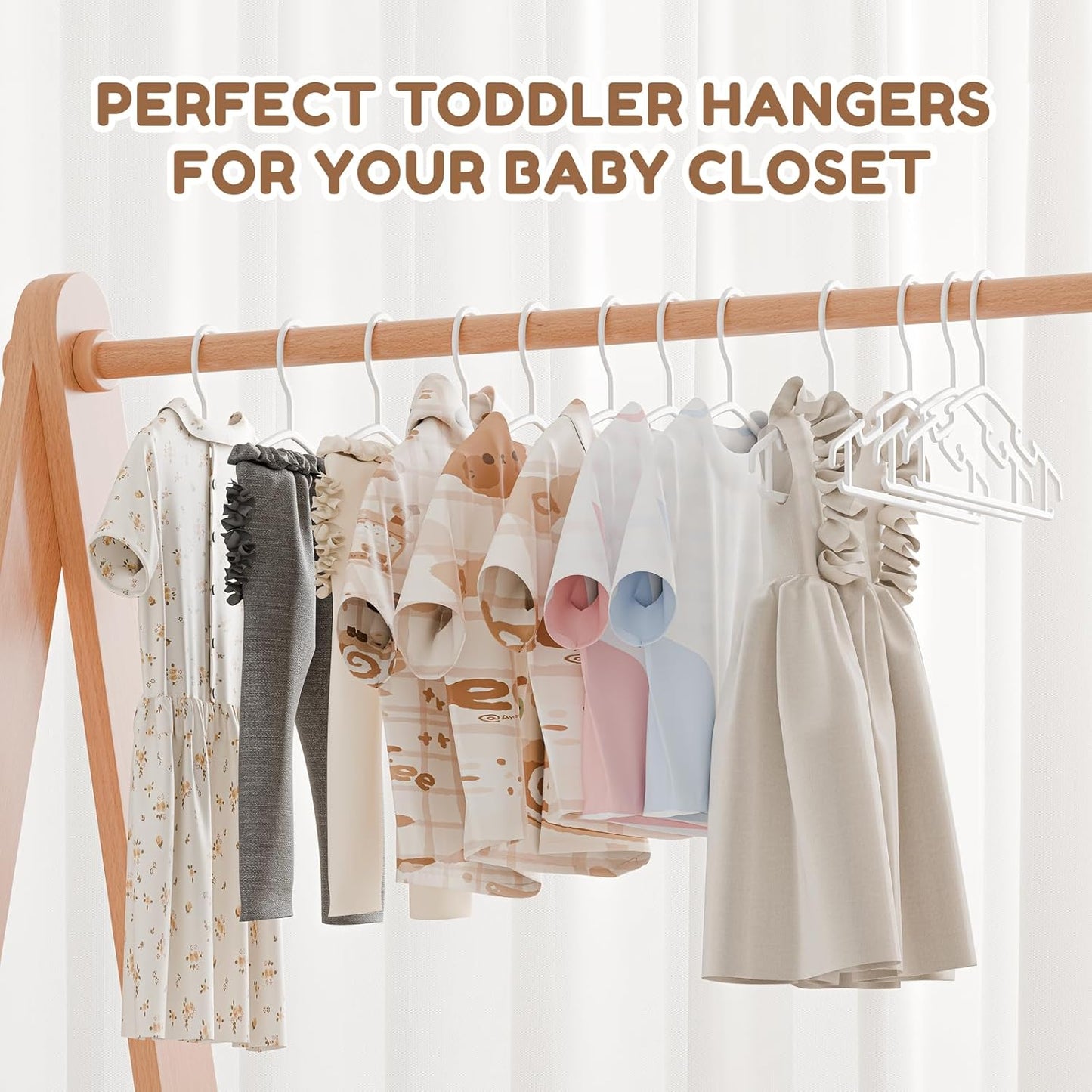 VILICK Kids Plastic Hangers - Non-Slip Baby Clothes Hangers for Infants | 50 Pack, White