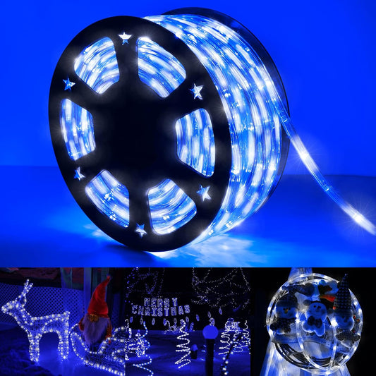 Skiennix 150ft LED Rope Lights - Waterproof, Connectable & Flexible Tube Lights for Indoor/Outdoor Decor | 8 Modes, White & Blue