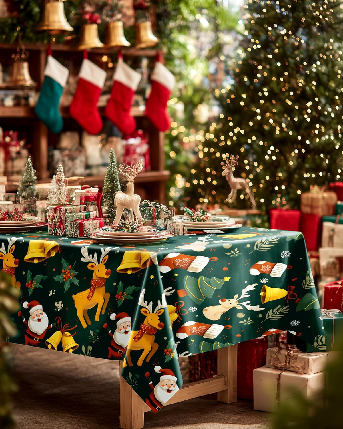 Pureegg Disposable Plastic Tablecloths - Sturdy Leakproof Covers for Parties | 54 x 108 Inch, Christmas Green, 8 Pack