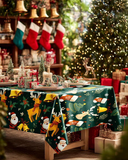 Pureegg Disposable Plastic Tablecloths - Sturdy Leakproof Covers for Parties | 54 x 108 Inch, Christmas Green, 8 Pack