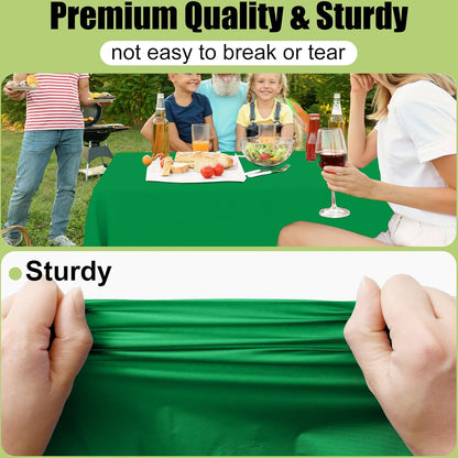 Smiry Disposable Tablecloths - 54 x 108 Inch Waterproof Plastic Covers | Green Decorative 3-Pack for Parties & Picnics