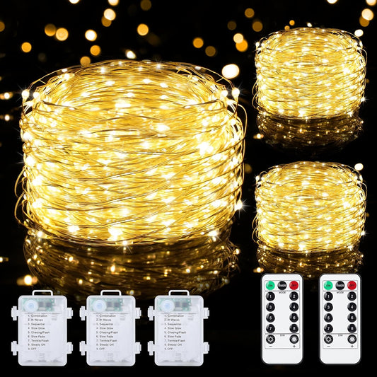 Mlambert 33FT Battery Operated Fairy Lights - Waterproof, Dimmable 100 LEDs with Remote & Timer