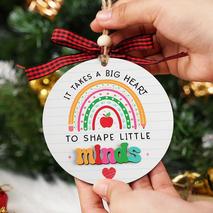 It Takes Big Heart Teacher Appreciation Ornaments 2026 - Handmade Wooden Keepsake