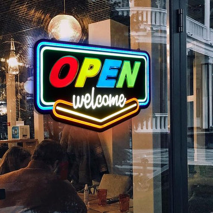 Chongart LED Open Signs for Business, 19.7 x 11.5in Large Open Sign for Window, Ultra Bright Neon Open Sign, Light Up Open Sign with Step-less Brightness Adjustment