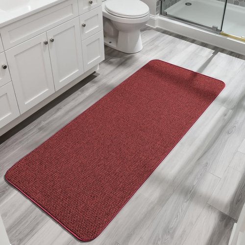 Bosap Bath Mat,Ultra Thin Bathroom Runner Rugs,Large Bath Mats for Bathroom,Quick Dry,Non-Slip,Machine Washable,Low Pile,Bath Rug,Shower Outside,Sink,Home Decor Accessories.Red,2'x6'(24x72inch)