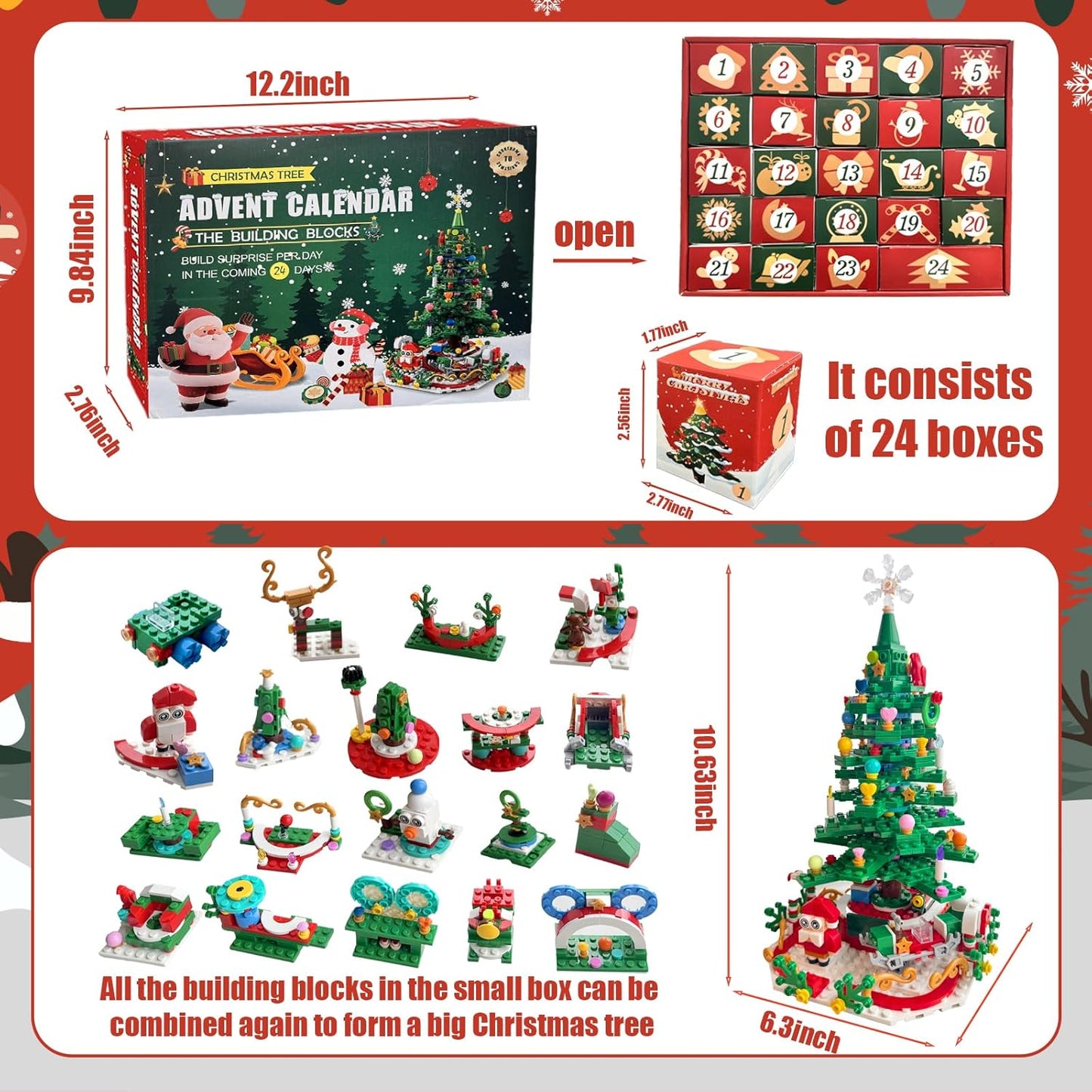 Skiennix Christmas Tree Advent Calendar | 24 Days of Surprises with LED Light