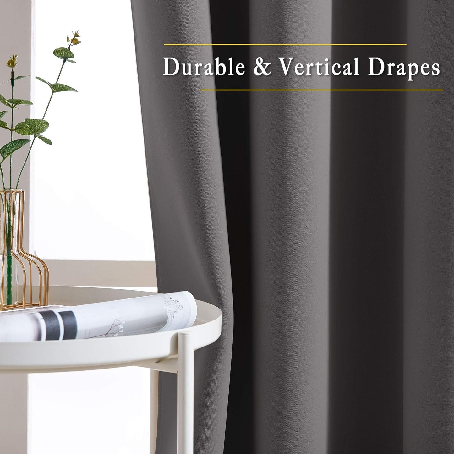 NICETOWN Gray Blackout Curtains - 84-Inch Thermal Drapes for Room Darkening | 2 Panels (W52 x L84)