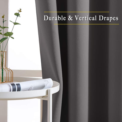 NICETOWN Gray Blackout Curtains - 84-Inch Thermal Drapes for Room Darkening | 2 Panels (W52 x L84)