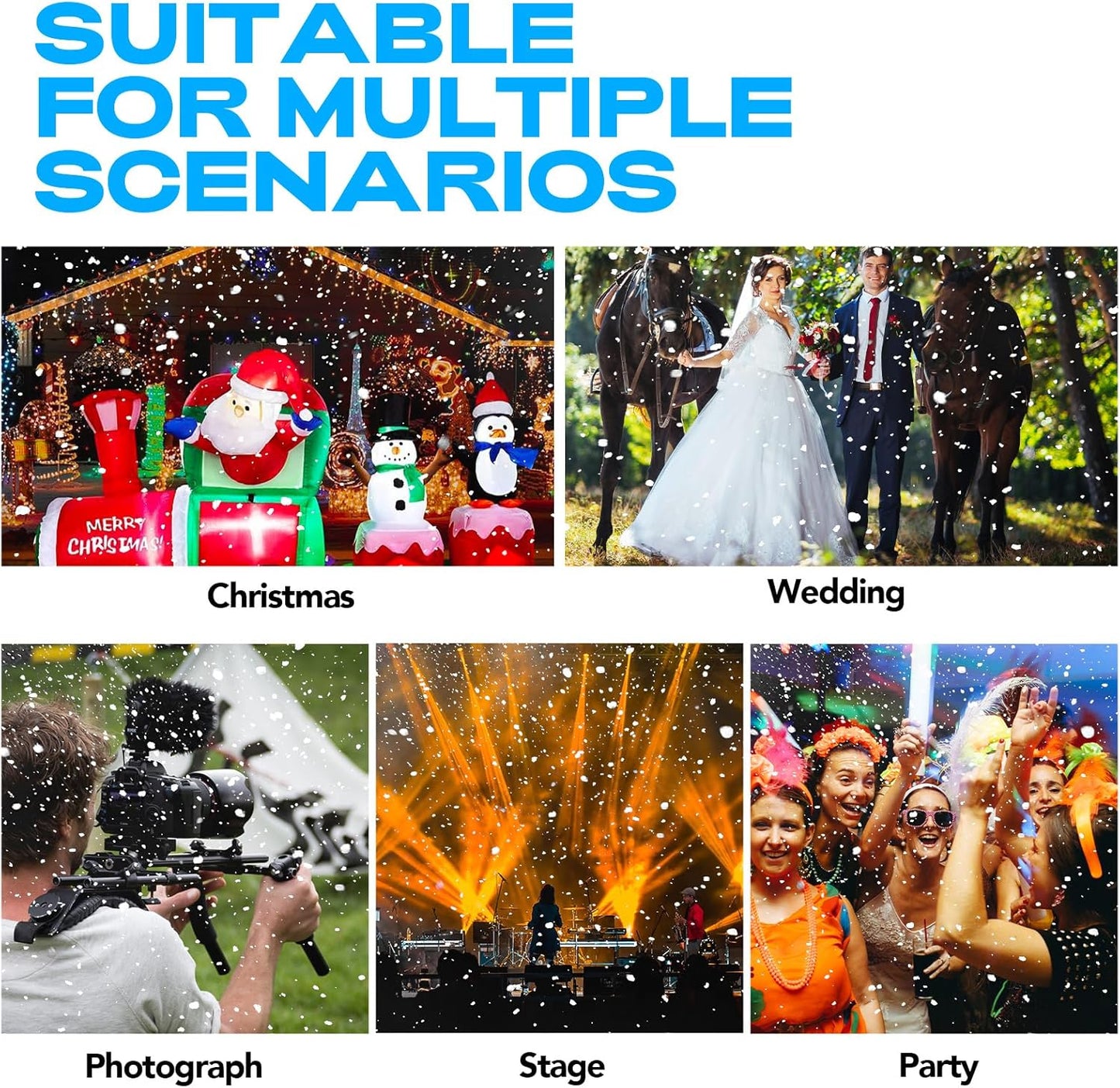 UPGREY 1200W Snow Machine - Indoor/Outdoor Fake Snow Maker for Parties & Events