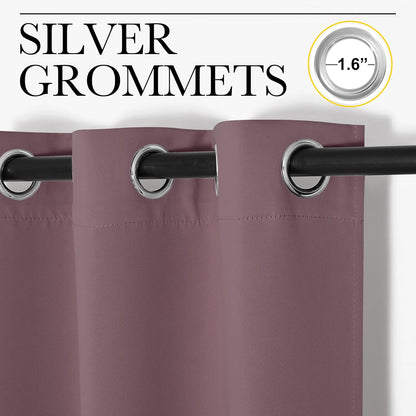 NICETOWN Thermal Insulated Blackout Curtain Panels - Dry Rose, 34x84 Inch, 1 Pair for Basement