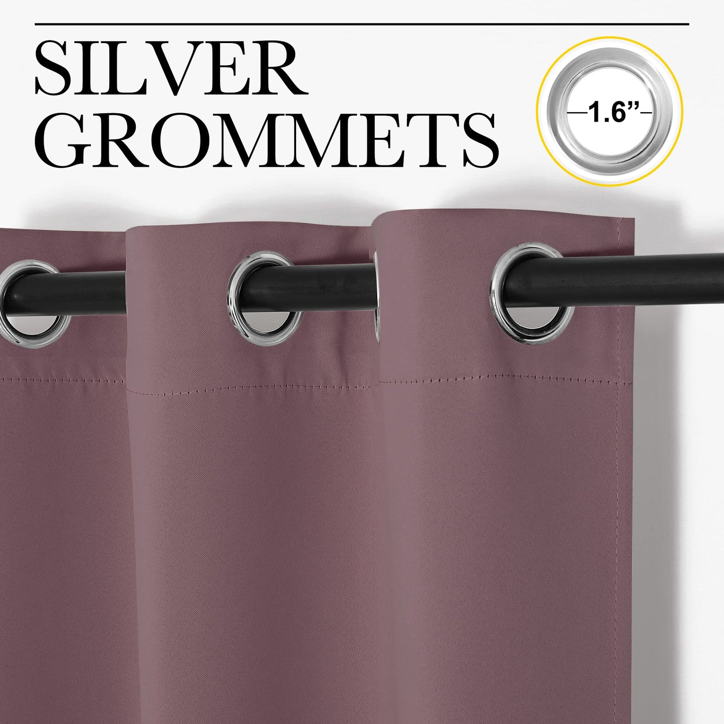 NICETOWN Bedroom Curtain Panels Blackout Draperies, Dry Rose, 1 Pair, 34 by 72-inch, Thermal Insulated Solid Grommet Blackout Curtains/Drapes