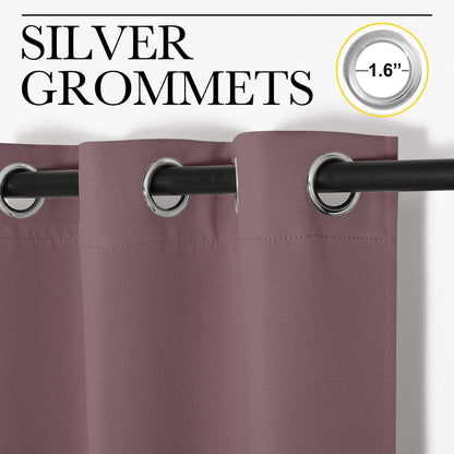 NICETOWN Bedroom Curtain Panels Blackout Draperies, Dry Rose, 1 Pair, 34 by 72-inch, Thermal Insulated Solid Grommet Blackout Curtains/Drapes