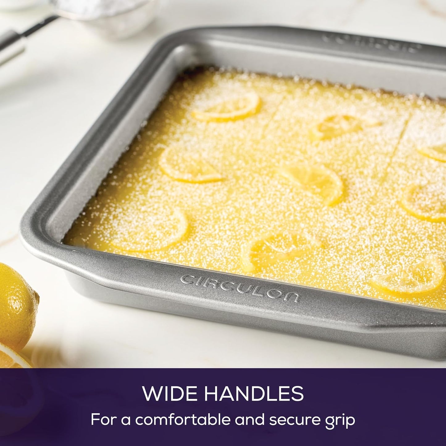 Circulon Nonstick Bakeware Square Cake Pan - 9 Inch, Durable Gray Design for Easy Baking