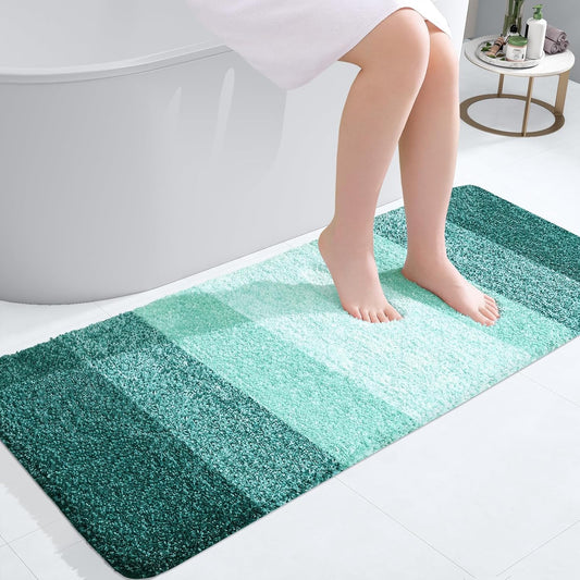 OLANLY Bathroom Runner Rug - Extra Soft Microfiber Mat with Rubber Backing | 47x20 Inches, Quick Dry, Blackish Green