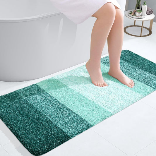 OLANLY Bathroom Runner Rugs Mat 47x20, Extra Soft Absorbent Microfiber Bath Rugs, Rubber Backing, Quick Dry, Long Bath Mats for Bathroom, Tub and Shower, Home Decor Accessories, Blackish Green