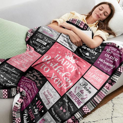Ivivis Throw Blanket - Happy Birthday Gifts for Women & Girls | 60" x 50" Unique Decor