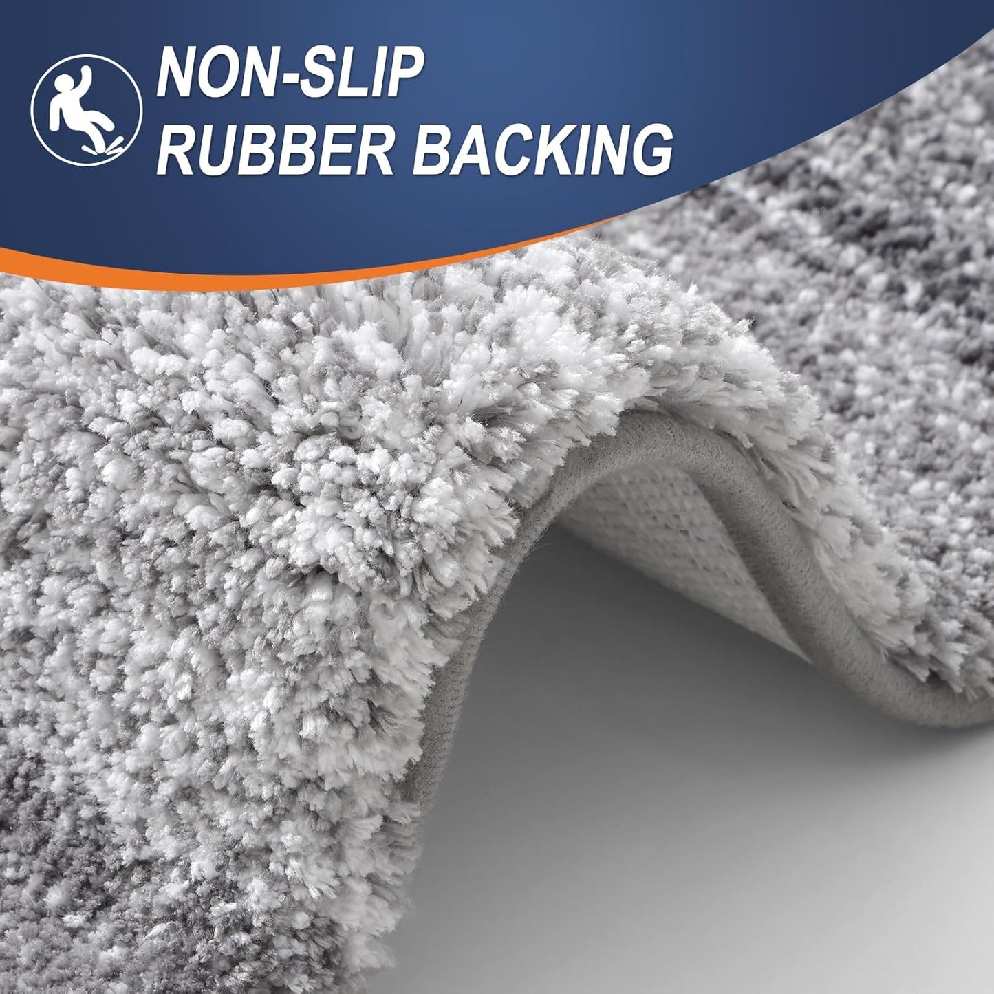 OLANLY Bathroom Rug Set - Soft Absorbent Microfiber Mats & U-Shaped Contour Rug | Non-Slip, Machine Washable, Grey (24"x16" + 24"x20")